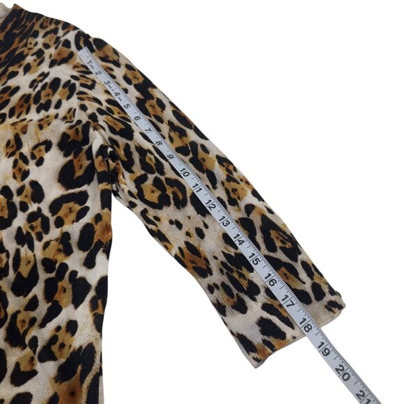 Chicos SZ 2 Leopard Print Open Front Cardigan Sweater Womens Size L 3/4 Sleeve - Picture 7 of 11